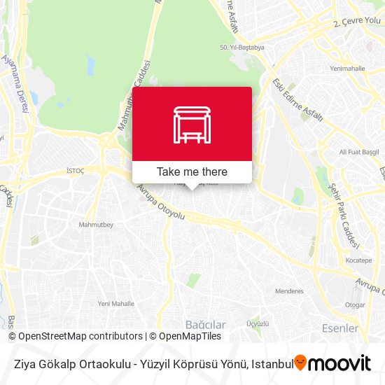 Ziya Gökalp Ortaokulu - Yüzyil Köprüsü Yönü map