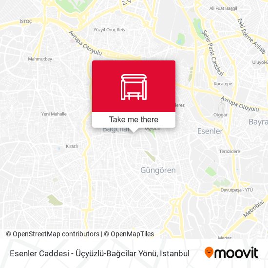 Esenler Caddesi - Üçyüzlü-Bağcilar Yönü map