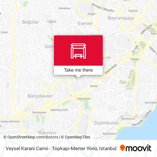Veysel Karani Camii - Topkapi-Merter Yönü map
