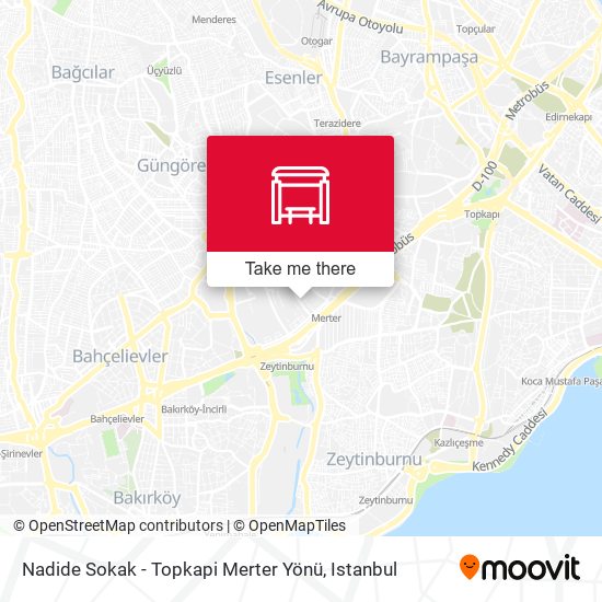 Nadide Sokak - Topkapi Merter Yönü map