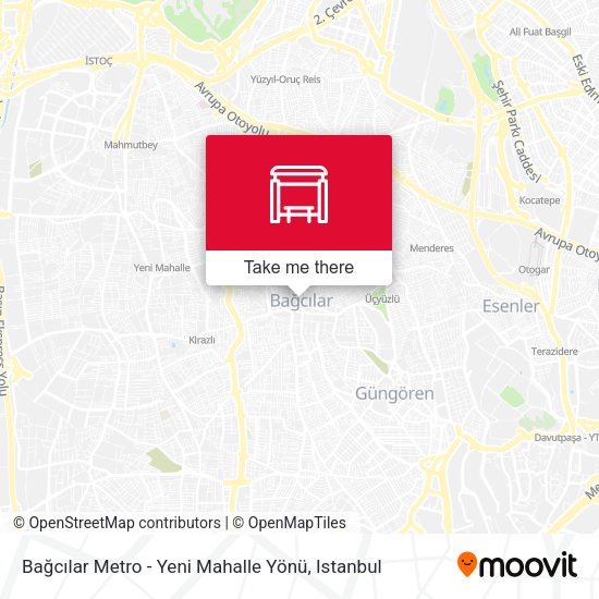 Bağcılar Metro - Yeni Mahalle Yönü map