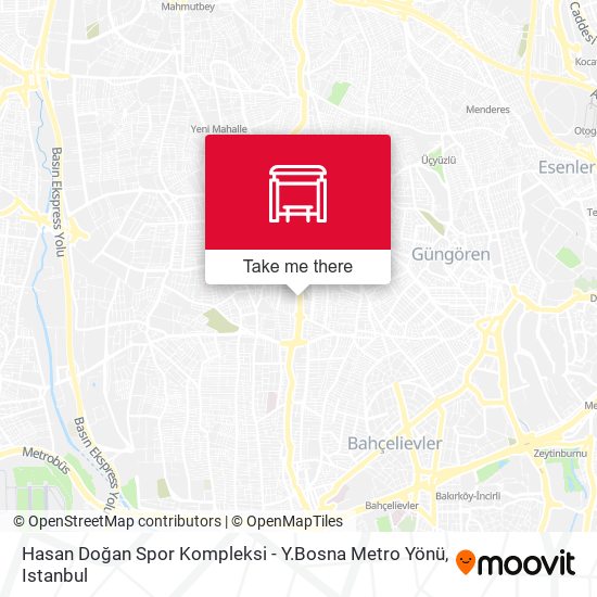 Hasan Doğan Spor Kompleksi - Y.Bosna Metro Yönü map