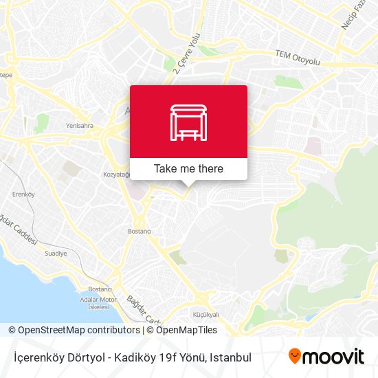 İçerenköy Dörtyol - Kadiköy 19f Yönü map