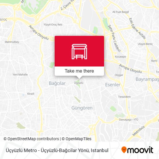 Üçyüzlü Metro - Üçyüzlü-Bağcilar Yönü map