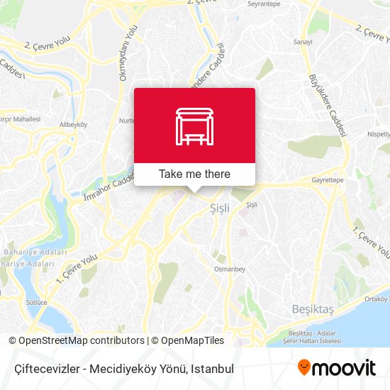 Çiftecevizler - Mecidiyeköy Yönü map