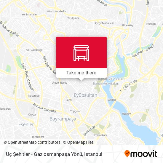 Üç Şehitler - Gaziosmanpaşa Yönü map