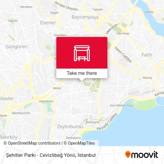 Şehitler Parkı - Cevizlibağ Yönü map