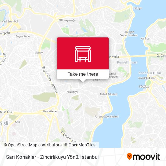 Sari Konaklar - Zincirlikuyu Yönü map