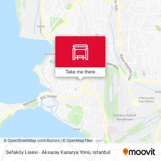 Sefaköy Lisesi - Aksaray Kanarya Yönü map