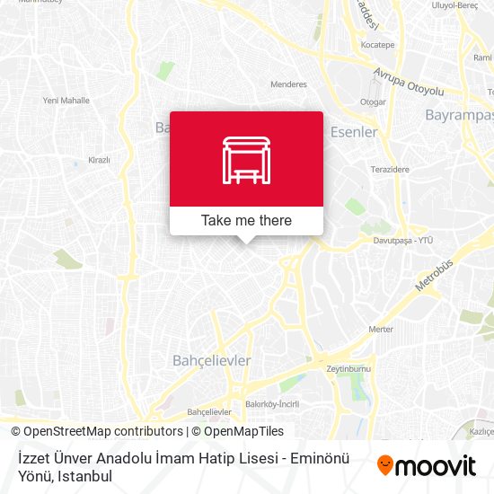 İzzet Ünver Anadolu İmam Hatip Lisesi - Eminönü Yönü map