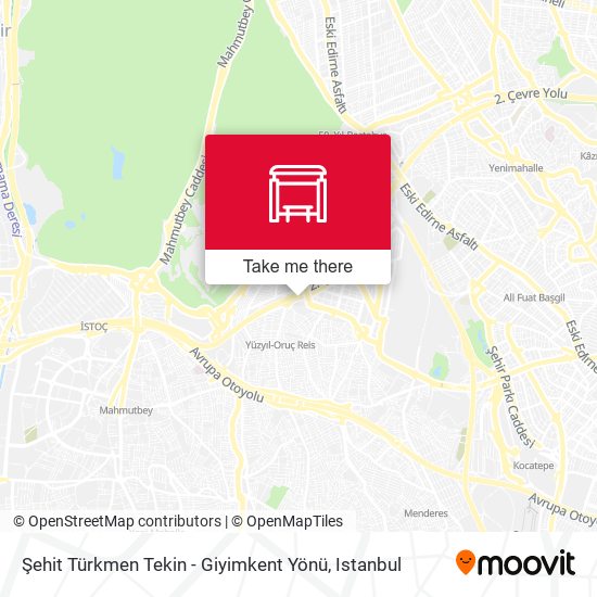 Şehit Türkmen Tekin - Giyimkent Yönü map