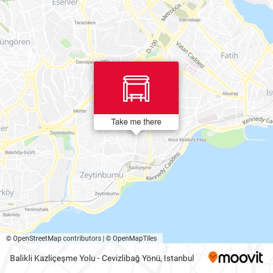 Balikli Kazliçeşme Yolu - Cevizlibağ Yönü map