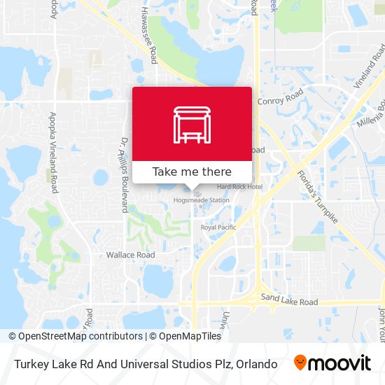 Turkey Lake Rd And Universal Studios Plz map