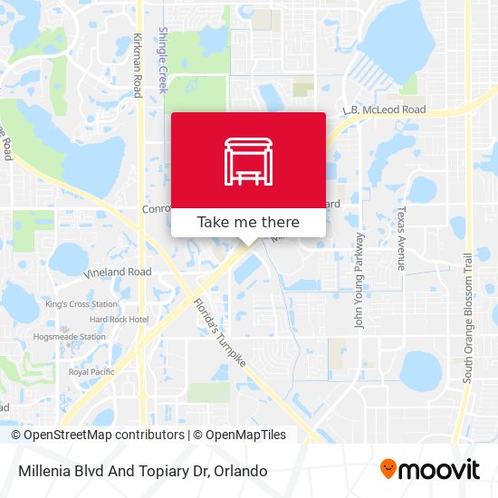 Millenia Blvd And Topiary Dr map