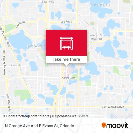 N Orange Ave And E Evans St map