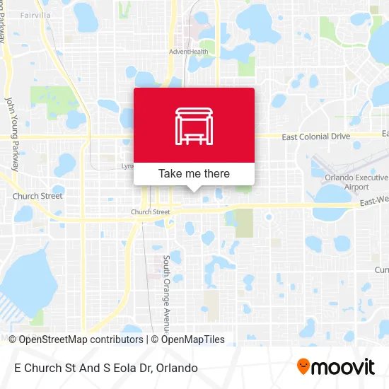 Mapa de E Church St And S Eola Dr