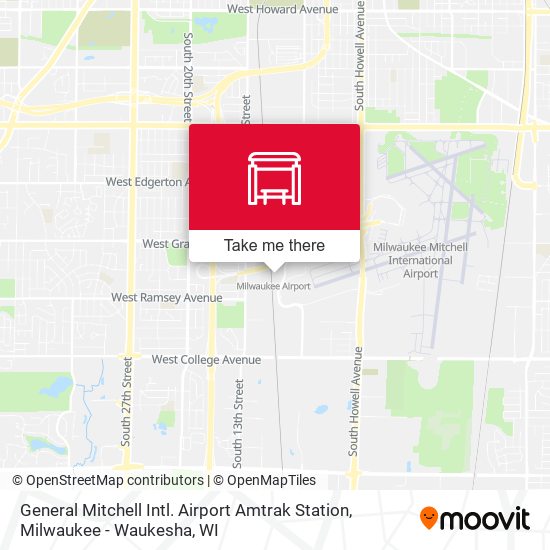 Mapa de General Mitchell Intl. Airport Amtrak Station