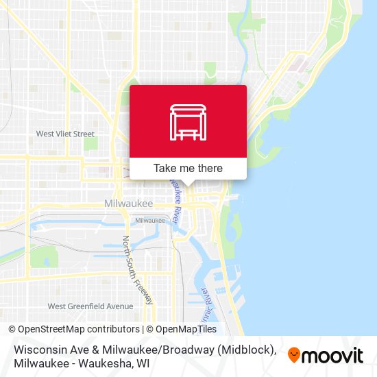 Mapa de Wisconsin Ave & Milwaukee / Broadway (Midblock)