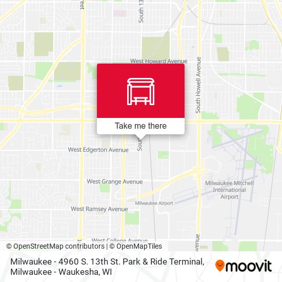 Mapa de Milwaukee - 4960 S. 13th St. Park & Ride Terminal