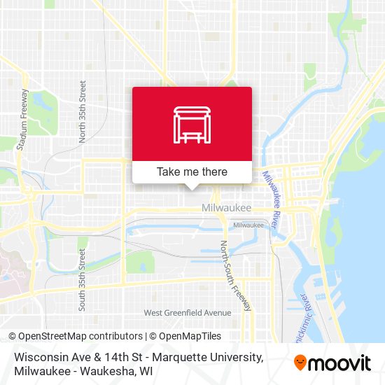 Wisconsin Ave & 14th St - Marquette University map