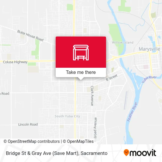 Bridge St & Gray Ave (Save Mart) map