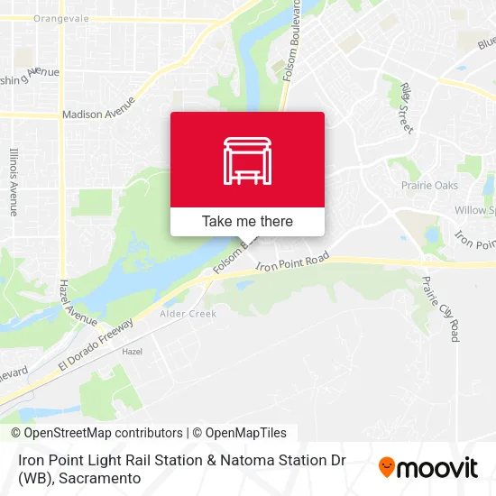 Iron Point Light Rail Station & Natoma Station Dr (WB) map