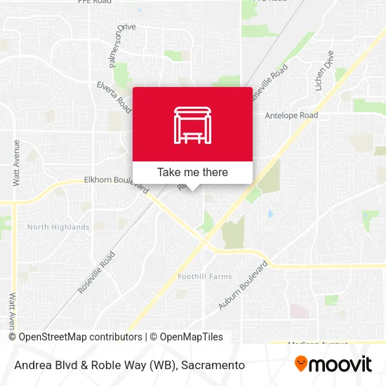 Andrea Blvd & Roble Way (WB) map