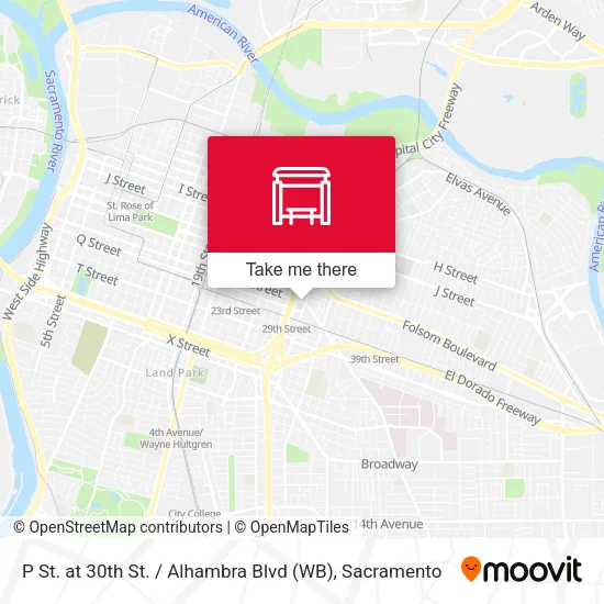 Mapa de P St. at 30th St. / Alhambra Blvd (WB)