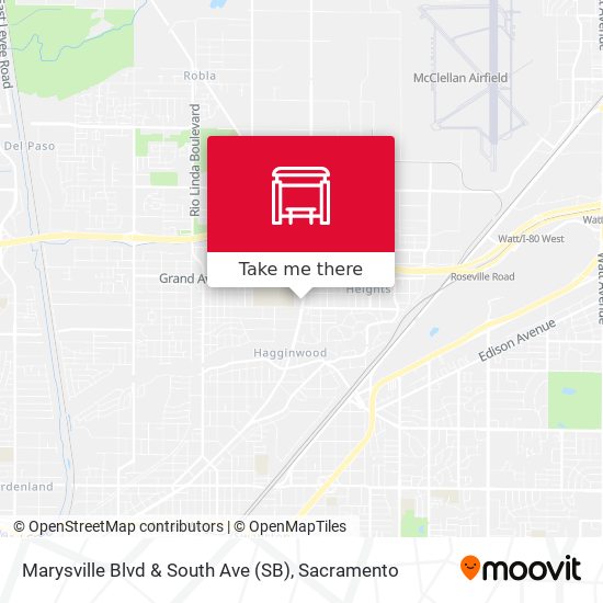 Marysville Blvd & South Ave (SB) map