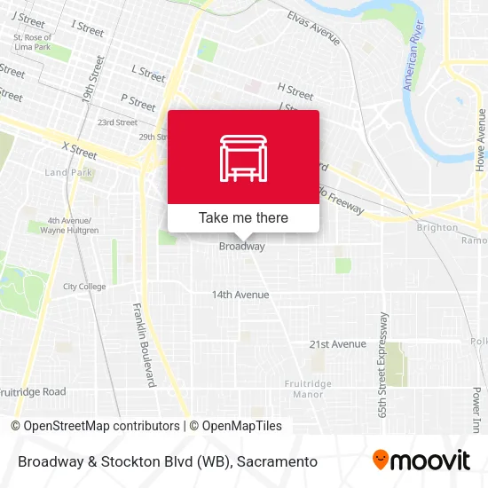 Broadway & Stockton Blvd (WB) map