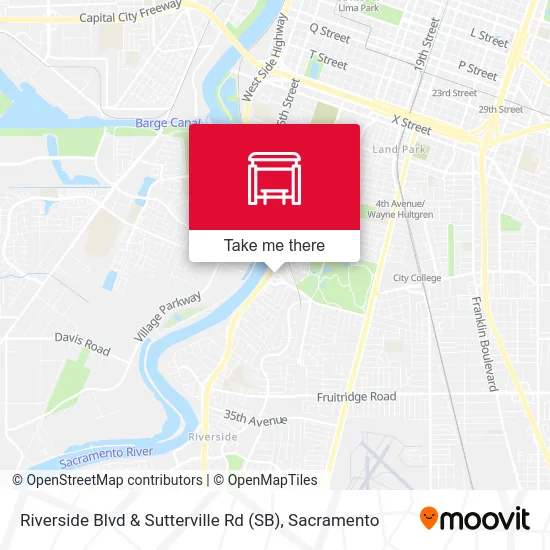 Riverside Blvd & Sutterville Rd (SB) map