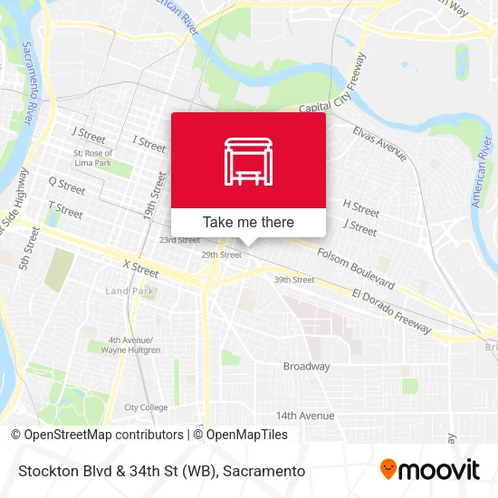Mapa de Stockton Blvd & 34th St (WB)