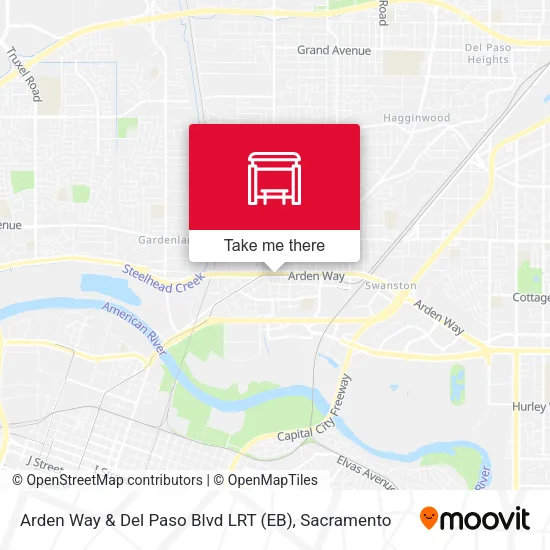 Mapa de Arden Way & Del Paso Blvd LRT (EB)