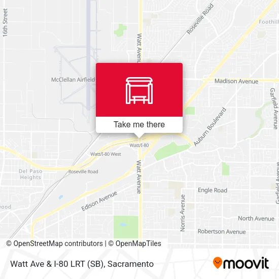 Mapa de Watt Ave & I-80 LRT (SB)