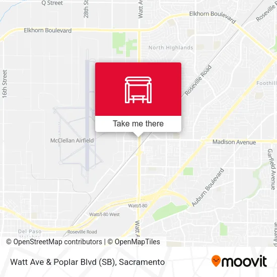 Mapa de Watt Ave & Poplar Blvd (SB)