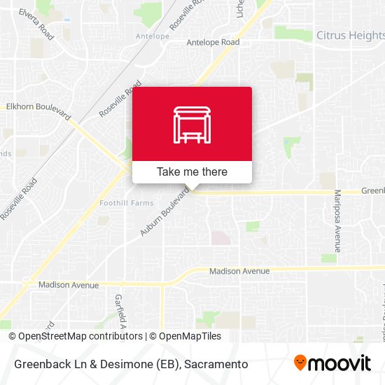 Greenback Ln & Desimone (EB) map