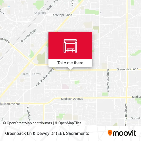 Mapa de Greenback Ln & Dewey Dr (EB)