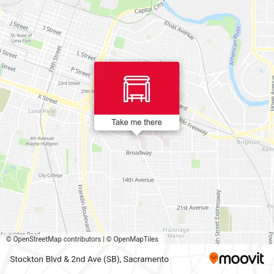 Mapa de Stockton Blvd & 2nd Ave (SB)
