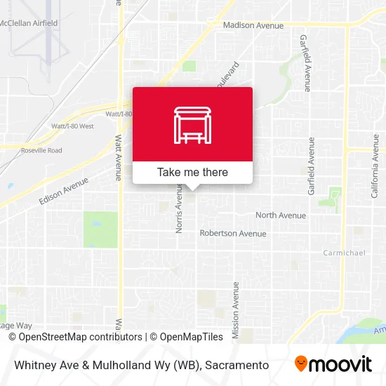 Mapa de Whitney Ave & Mulholland Wy (WB)