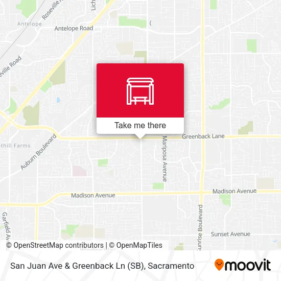 Mapa de San Juan Ave & Greenback Ln (SB)