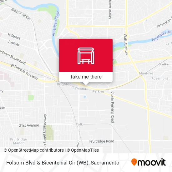 Folsom Blvd & Bicentenial Cir (WB) map