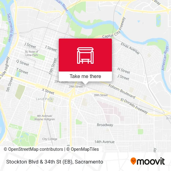 Mapa de Stockton Blvd & 34th St (EB)