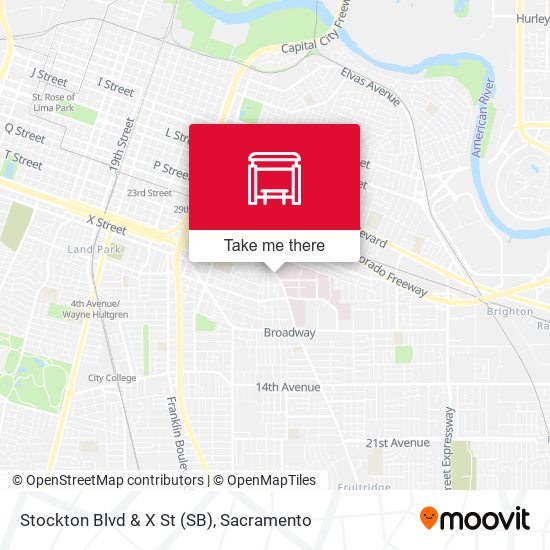 Stockton Blvd & X St (SB) map