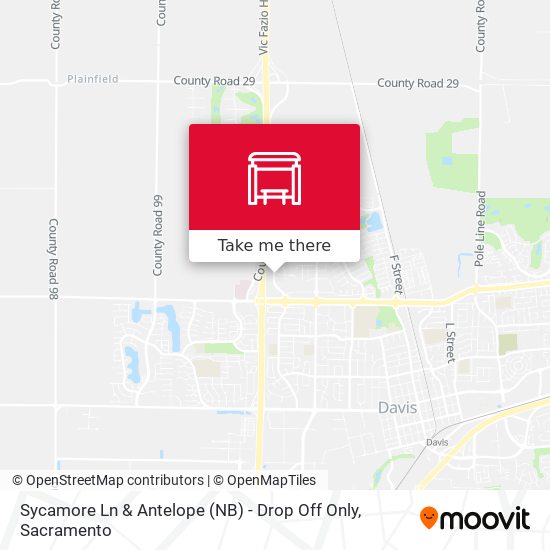 Sycamore Ln & Antelope (NB) - Drop Off Only map