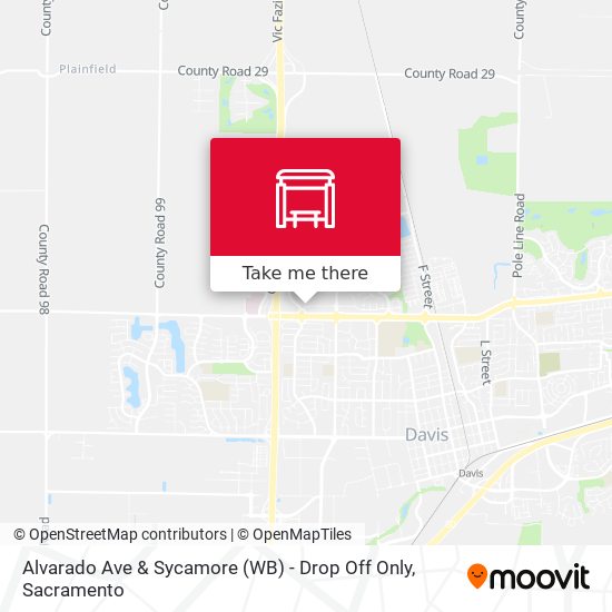 Alvarado Ave & Sycamore (WB) - Drop Off Only map
