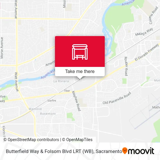 Mapa de Butterfield Way & Folsom Blvd LRT (WB)