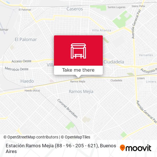 Estación Ramos Mejía (88 - 96 - 205 - 621) map