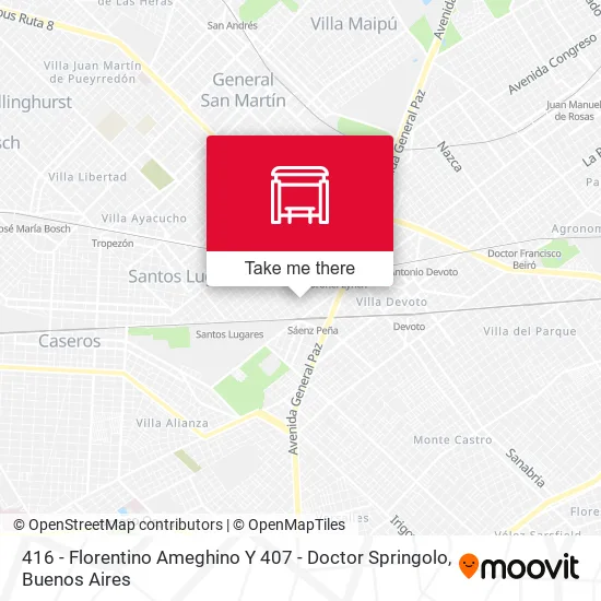 416 - Florentino Ameghino Y 407 - Doctor Springolo map