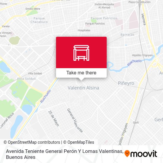 Avenida Teniente General Perón Y Lomas Valentinas map