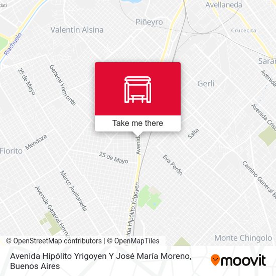 Mapa de Avenida Hipólito Yrigoyen Y José María Moreno